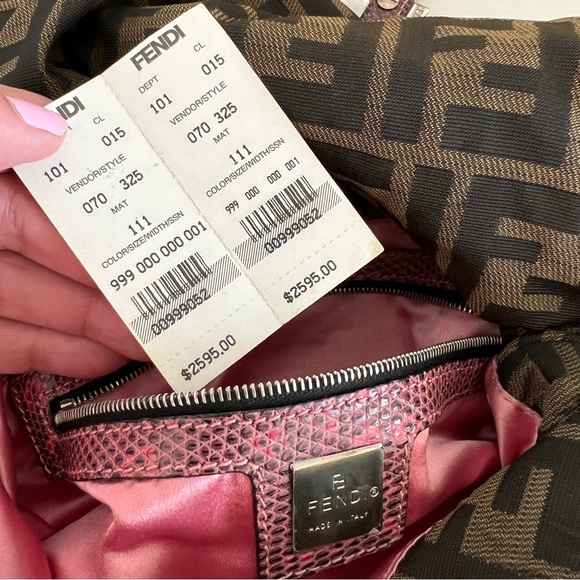 Fendi Zucca Embroidered Flower Snakeskin Purse - Picture 15 of 17